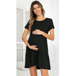 NEW MEDIUM DEARCASE Maternity Ruffle Hem Solid Dress