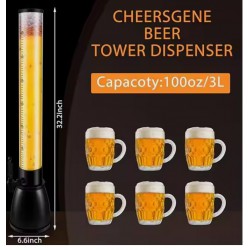 HANDLED (READ NOTES) - Beer Tower Dispenser – 3L Beer Dispenser Clear Beverage Dispenser with Tap