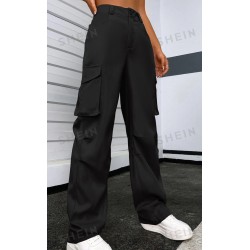 NEW LARGE SHEIN EZwear Solid Flap Pocket Pants