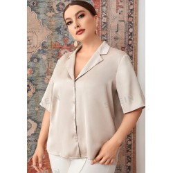 NEW 0XL SHEIN Modely Plus Lapel Neck Button Front Blouse