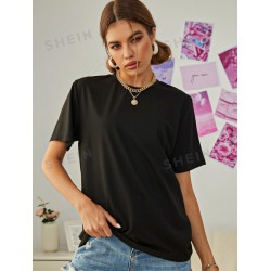 NEW SMALL SHEIN EZwear Solid Round Neck Tee