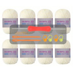 NEW - 8pcs Acrylic 100.00% Yarn, Soft Comfortable Yarn (WHITE)