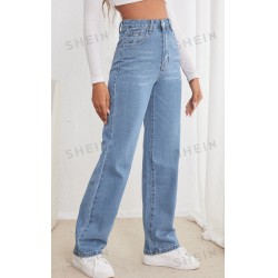 NEW LARGE SHEIN Frenchy High Waisted Straight Leg Jeans