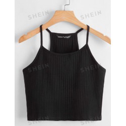 NEW SMALL SHEIN EZwear Ribbed Racerback Cropped Cami Top