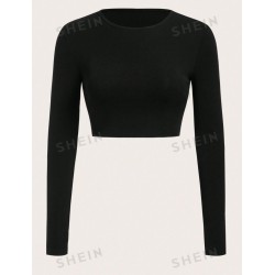 NEW MEDIUM SHEIN BASICS Solid Fitted Crop Top