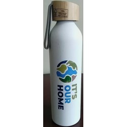 NEW It's Our Home Eco Friendly Earth Metal Water Bottle Bamboo Lid