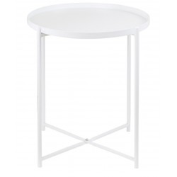 NEW Tray table, white, 45x53 cm (17 1/2x20 5/8 ) Metal Tray Table, Round Coffee Table Living Room Bedroom Balcony Snack Table Mini Easy to Move Side Table