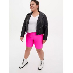 NEW WOMENS 2X (SIZE 18-20) TORRID  9 Signature Waist Liquid Bike Short, PINK GLO