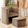 NEW COLAMY Upholstered Velvet Barrel Accent Chair with Storage Ottoman, Morden Living Room Side Chair, Single Sofa Armchair with Lounge Seat for Bedroom/Office/Reading Spaces, Khaki