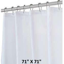 NEW Home Beyond & HB design - White Water Repellent Durable Fabric Shower Curtain Liner, Mold Mildew Resistant, Machine-Washable, 71 X 71 Inch, ONE FABRIC CURTIAN SHOWER LINER