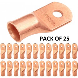 NEW SELTERM UL Listed Heavy Duty Wire Lugs, Battery Cable Ends, Bare Copper Eyelets, Tubular Ring Terminals, Closed End Crimp Connectors — (8 AWG to 250 MCM), PACK OF 25