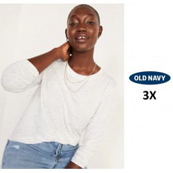 NEW WOMENS 3X OLD NAVY EveryWear Crew-Neck Speckled Long-Sleeve T-Shirt