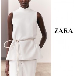 NEW WOMENS SMALL ZARA TOP MADE OF THICK SYNTHETIC FABRIC WITH A CUT-OUT AT THE BACK