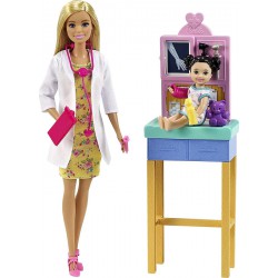 NEW Barbie Careers Doll & Playset, Pediatrician Theme with Blonde Fashion Doll, 1 Patient Doll, Furniture & Accessories