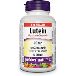 NEW EXP: 10/2025 - 60 SFOTGELS Webber Naturals Lutein 40 mg with Zeaxanthin, Maximum Strength, 60 Softgels, Supports Eye Health