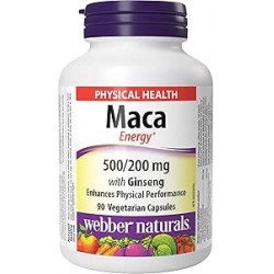 NEW EXP: 12/2025 - 90 CAPSULES Webber Naturals Maca Energy with Ginseng, 90 Capsules, Vegan