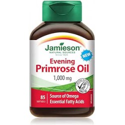 NEW EXP: 05/2026 - 85 SOFTGELS Jamieson Evening Primrose Oil 1,000 mg Softgels - Gluten-Free, Red, 85 Count (Pack of 1) - Package May Vary