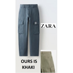 NEW SIZE 13-14 YEARS - CARGO TROUSERS WITH LABEL DETAIL - KHAKI