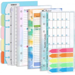 NEW 82 Sheets A6 Budget Planner Refill Weekly and Monthly Planner Inserts with 6-Hole Punched 200 Pcs Index Tab with Ruler Financial Planner for A6 Budget Binder Cover for Wallet Cash Bill Saving (Multicolor)