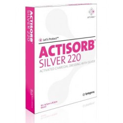 NEW - Systagenix MAS065 - Actisorb Silver 220 Activated Charcoal Dressing with Silver 6.5cm X 9.5cm, 1